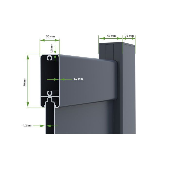 Portail battant - Casanoov - EIGER - 3m H.176cm - Gris anthracite - Aluminium