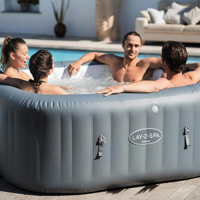 BESTWAY Bestway Lay-Z-Spa Hawaii HydroJet Pro Square Inflatable Hot Tub for 4-6 People