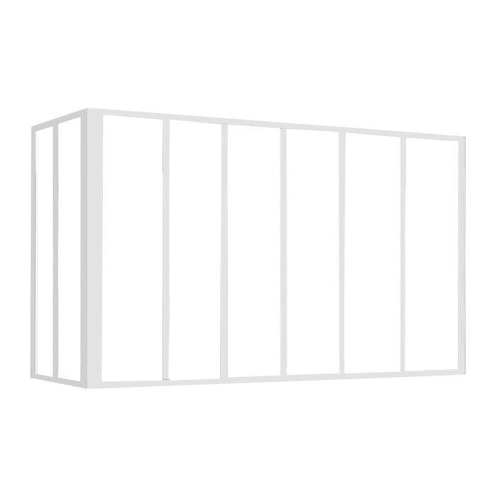 Mampara de cristal esquinera estilo taller en aluminio con recubrimiento en polvo - 180 x 60 x 105 cm - Blanco - BAYVIEW