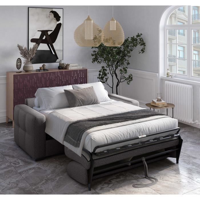 Express convertible sofa - 3-seater - EUREKA - Como 22 Graphite fabric - 200 x 102 x 95 cm