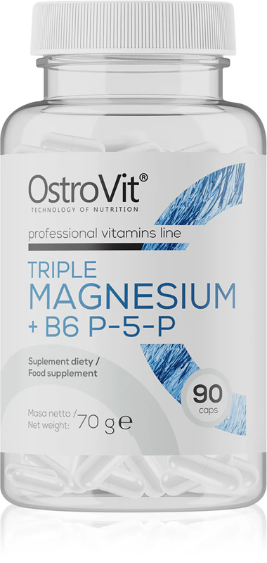 OstroVit Triple Magnesium + B6 P-5-P Nahrungsergänzungsmittelkapseln zur Unterstützung der Funktion des Nervensystems