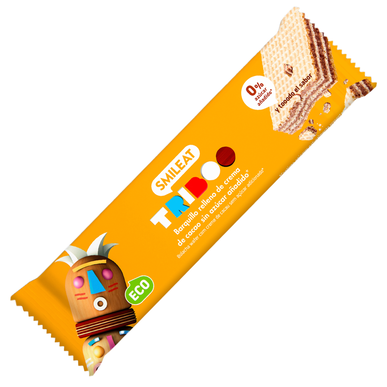 Smileat Triboo Wafer Cocoa Wafer 0% sokeria Terveellinen välipala kaakaotäytteellä 30g 30g