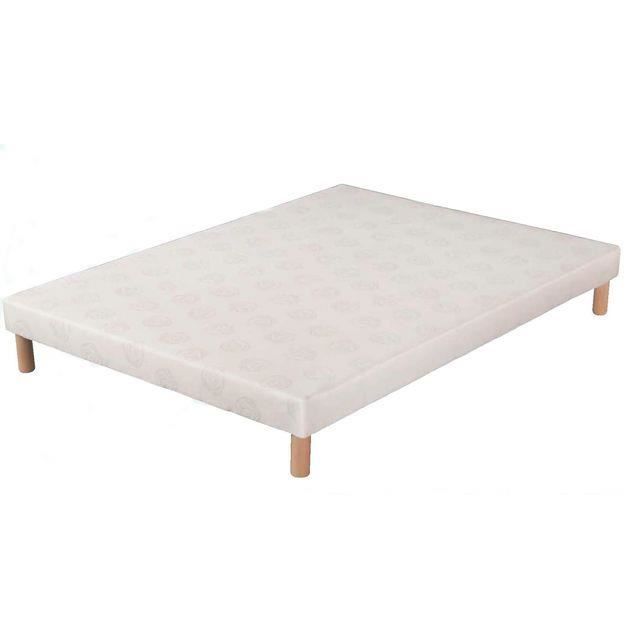 Gestoffeerde bedbodem, volledig van hout - Merk - Model - 90 x 190 cm - ecru