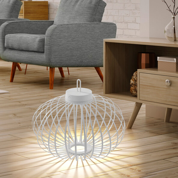 Lampă de masă și de podea Korga LED cu baterii, albă, ⌀ 46 cm