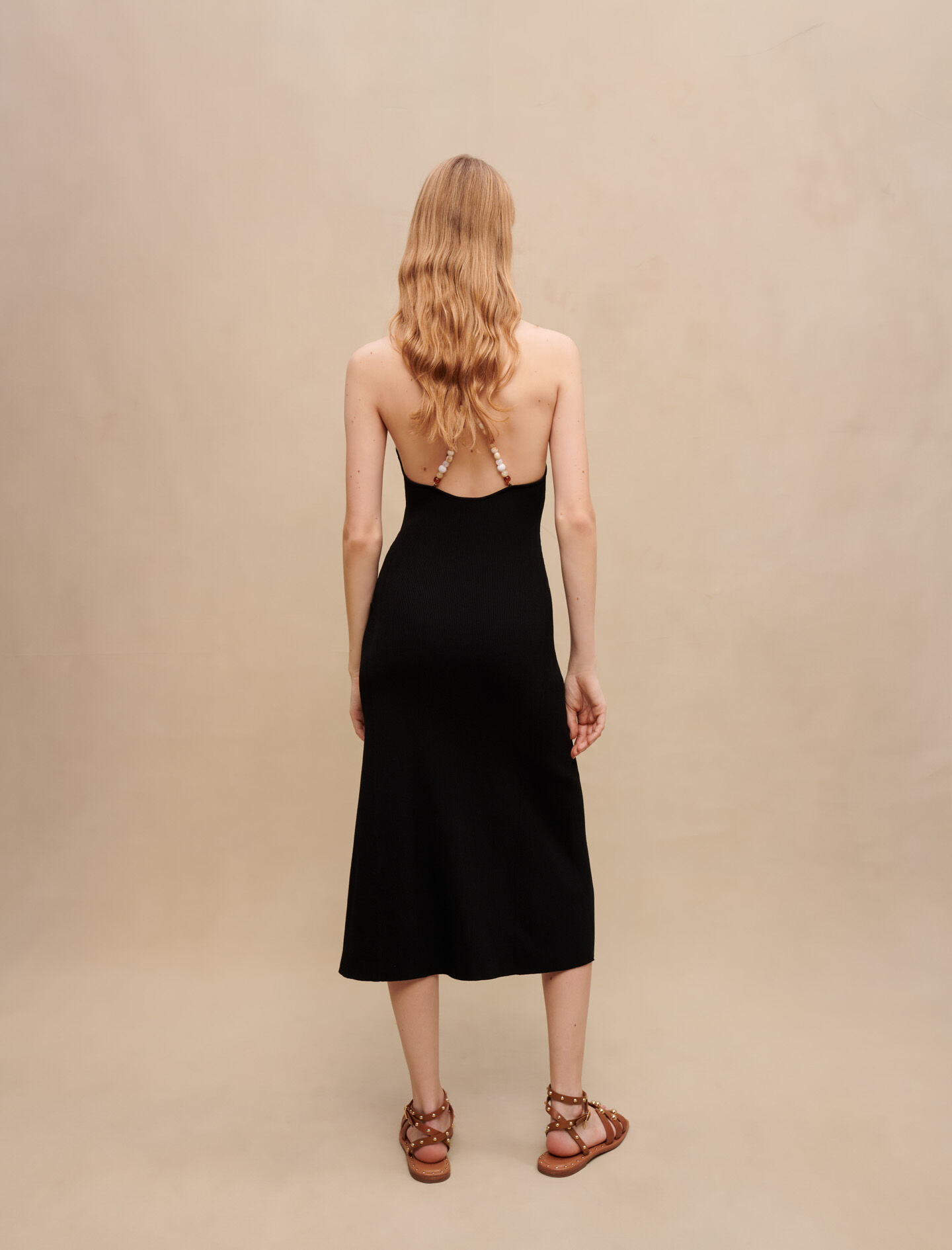 Lange jurk met ketting - Zwart
