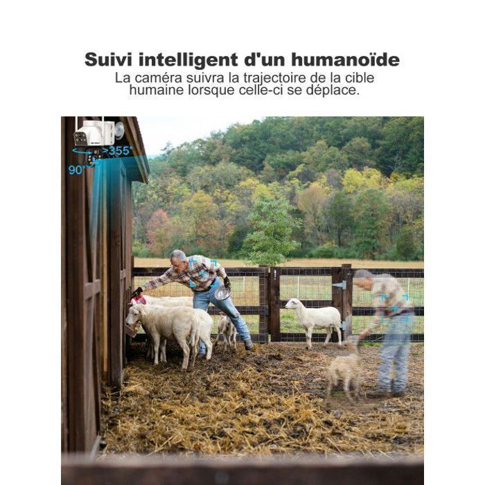 GENBOLT 3G/4G LTE 2.5K Caméra Surveillance Solaire Extérieure sans Fil, 8W 15600mAh Enregistrement 24/7 Caméra Double Objectif