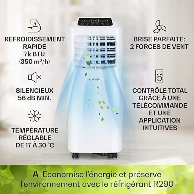 Aire acondicionado portátil Klarstein de 7000 BTU - Enfriador de aire silencioso - Enfriador de aire - Blanco