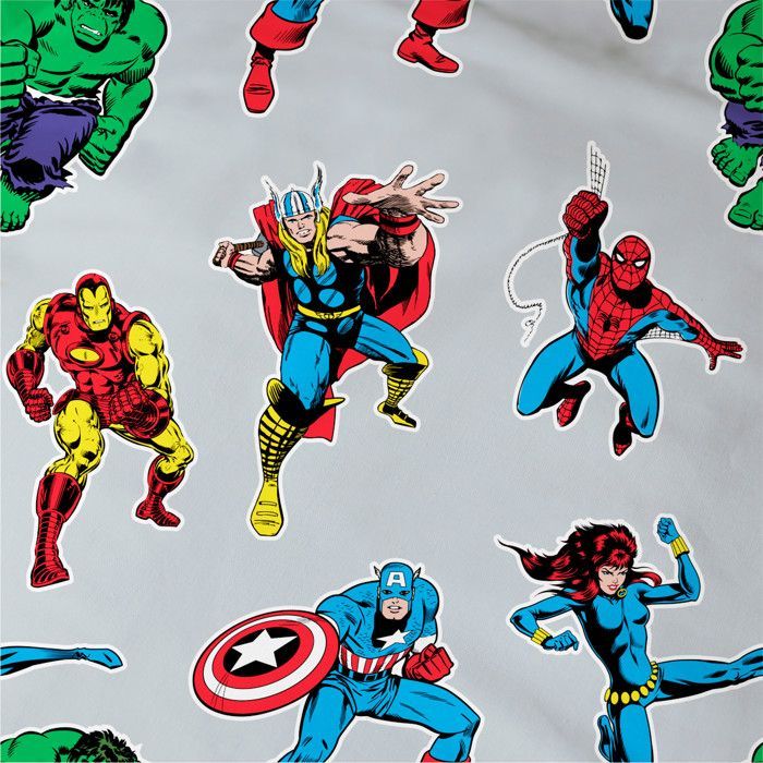 Parure de lit enfant 100% Coton - MARVEL COMICS - Multicolore - 140x200+63x63cm
