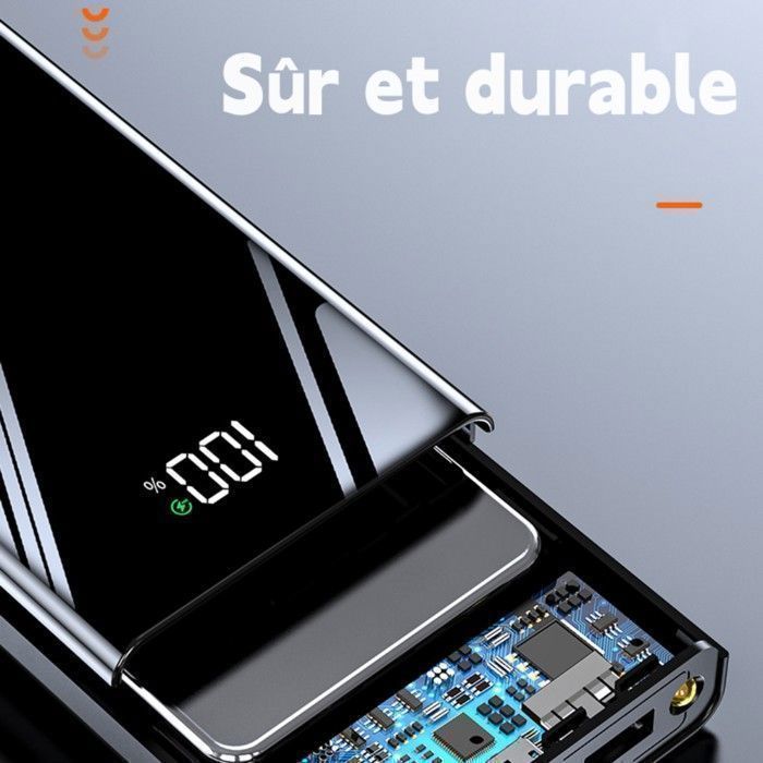 Batteria esterna Weuiortn® da 25000 mAh con ricarica rapida da 66 W e 4 linee dati, adatta a tutti i telefoni cellulari.
