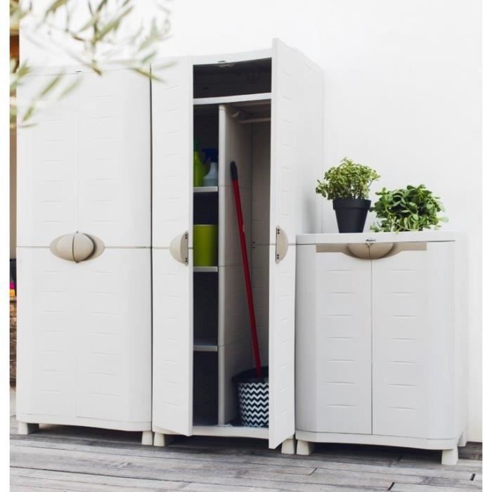 PLASTIKEN low storage cabinet in resin - 2 large shelves - W 90 x D 45 x H 100 cm - Space SAVER range