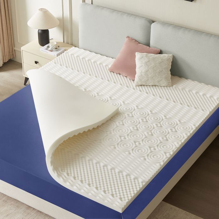Cubrecolchón CASABEL 140x190 cm - Espuma viscoelástica con zonas ergonómicas - 5 cm - Cubrecolchón de confort - Para cama doble