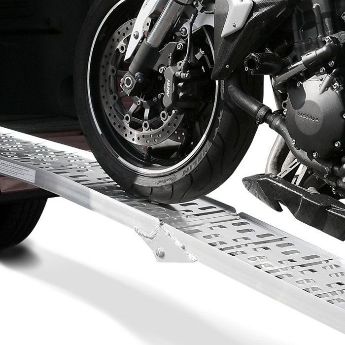 Rampa de carga de aluminio, máx. 340 kg, plegable, para scooter, quad, ATV y motocicleta, juego de correas