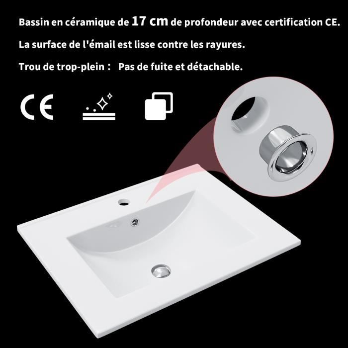 Set de mobilier de baie, set de 2 piese - Dulap inferior + chiuvetă + oglindă, economisește spațiu pe podea - Alb