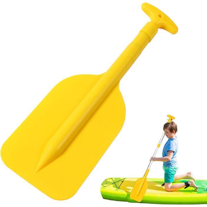 Remo telescópico para adolescentes, remo ajustable para canoa infantil, accesorio para deportes acuáticos con asa, amarillo.