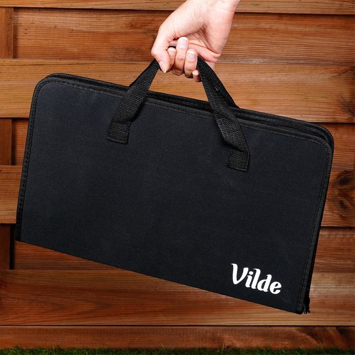 Juego de utensilios para barbacoa VILDE de 33 piezas - Acero inoxidable, estuche de transporte, prácticos accesorios para barbacoa