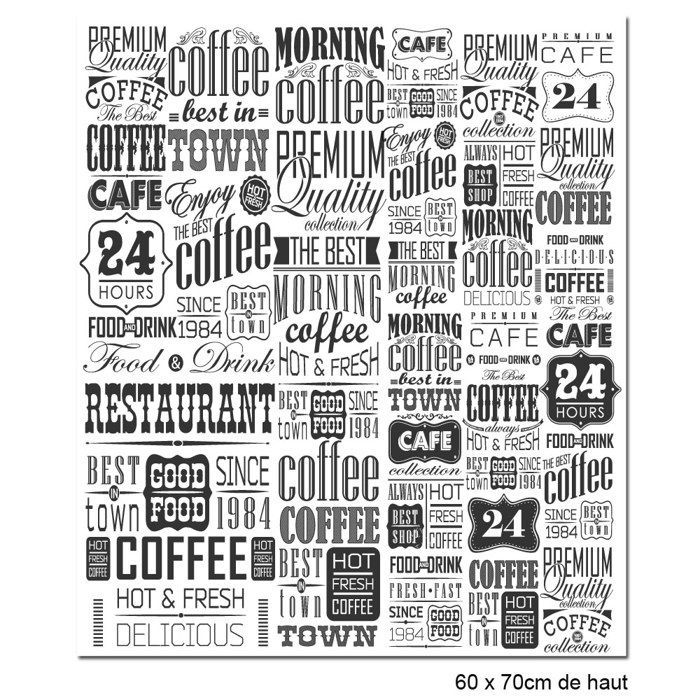 Zelfklevende aluminium spatwand voor koffie-/cafékeukens - 60 cm x 70 cm - Zwart-wit - Zelfklevende achterkant - Keukenachterwand