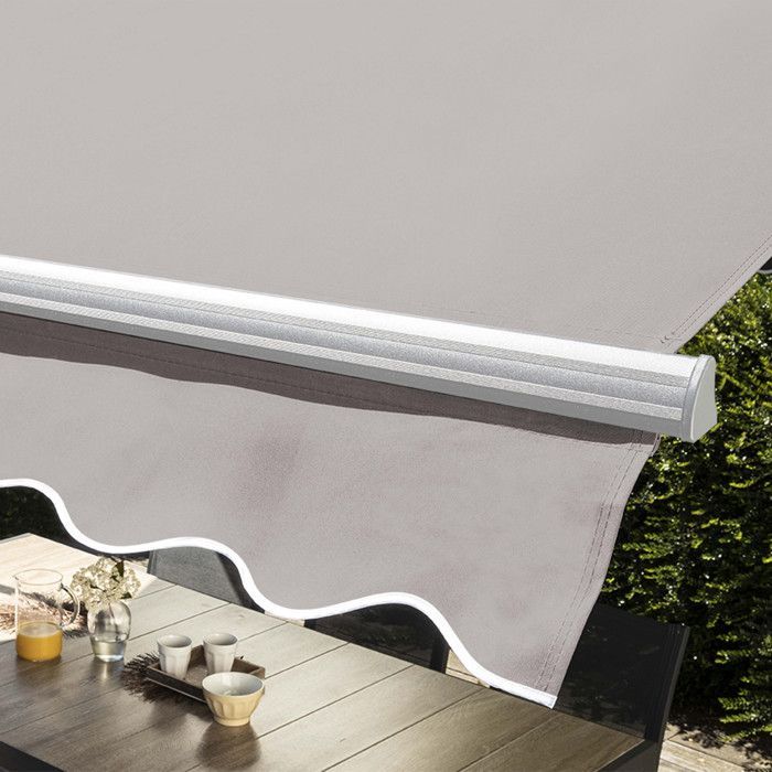 Toldo de doble pendiente de 3 x 4 m y 4 losas lastradas color crudo - Oviala