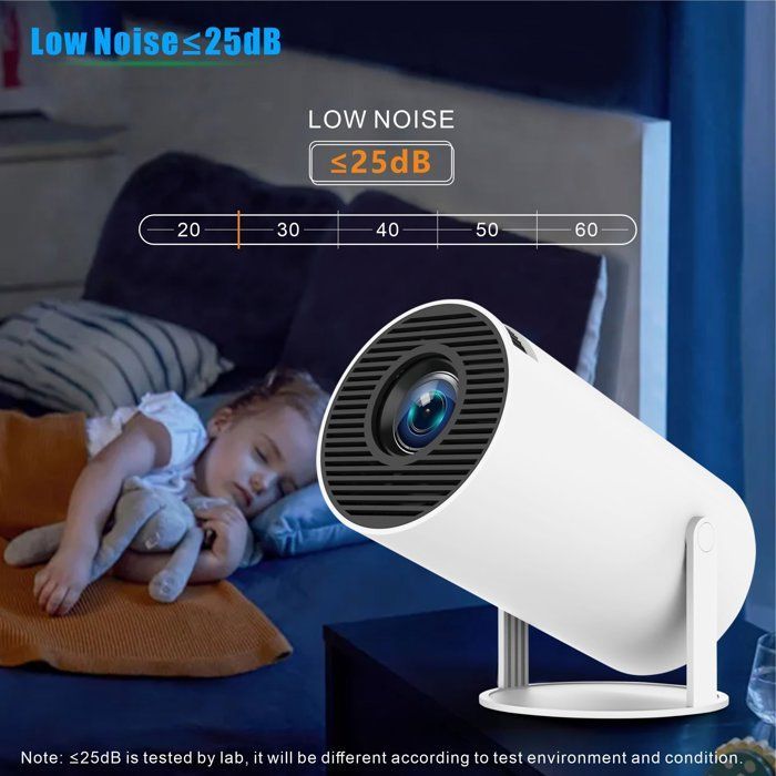 Minikokoinen kannettava 4K-projektori Wi-Fi 6:lla ja Bluetooth 5.0:lla, Android 11 720P - Valkoinen