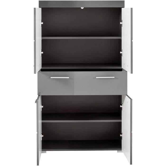 Mobile da bagno a doppia colonna - 4 ante + 1 cassetto - L73 x P31 x H130 cm - Grigio - AMANDA