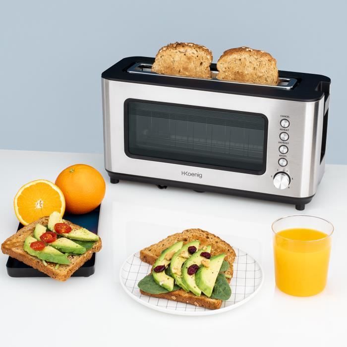 Toaster - VIEW7 - 2 Slice - Stainless Steel - 6 Browning Levels - Transparent Glass