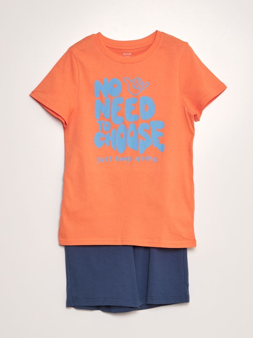 Pijama corto + camiseta - 2 piezas - NARANJA