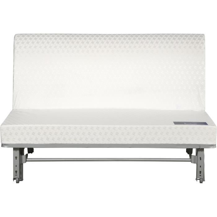 Panca trasformabile BZ DUNLOPILLO - 2 posti - Tessuto grigio - L 140 x H 94 x P 55 cm - PEARL