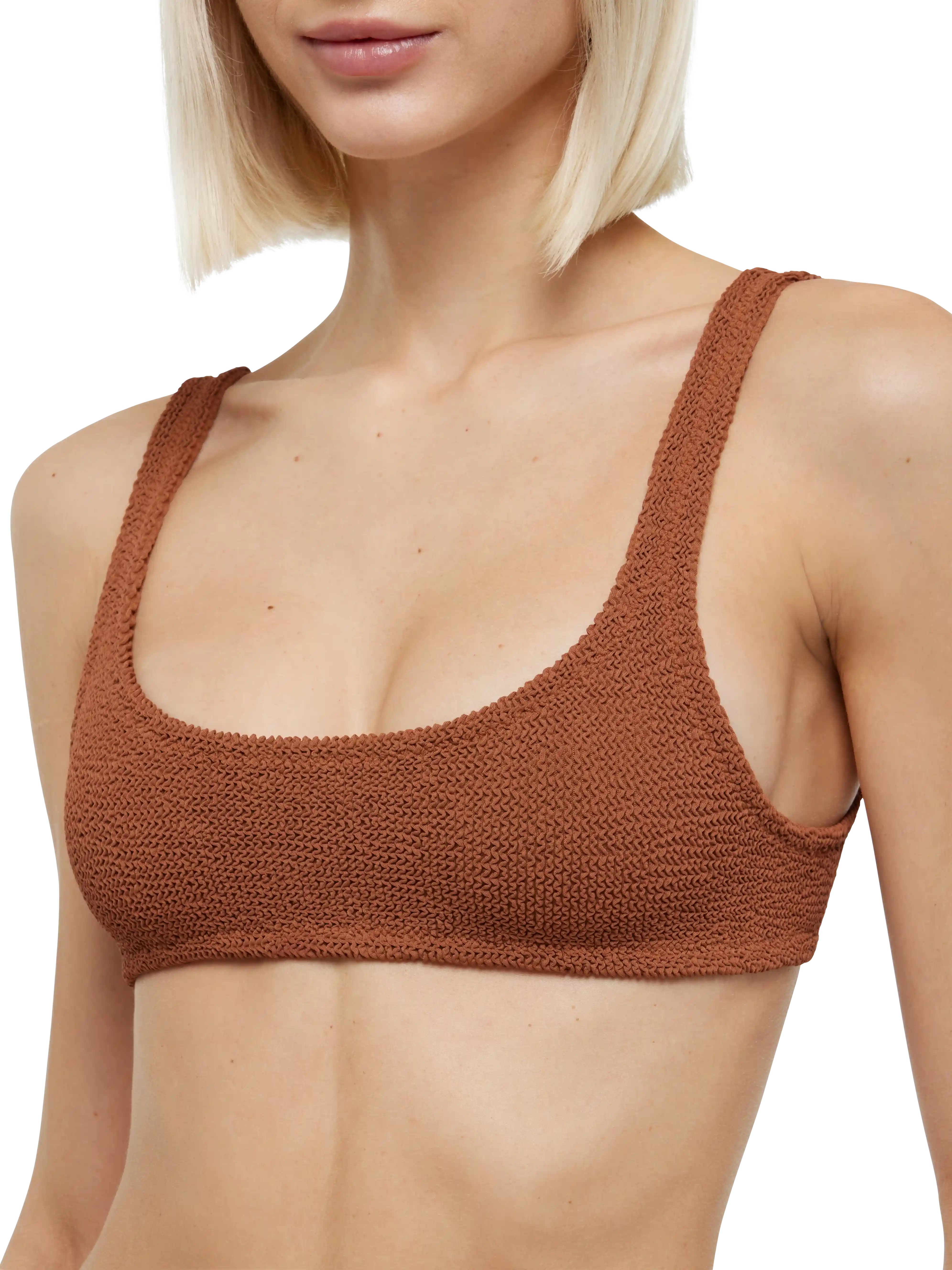 Naima Naomi camelkleurige crinkle bralette bikini