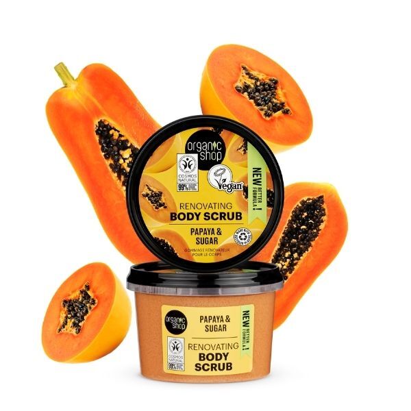 Organic Shop Obnavljajući piling za tijelo s papajom i šećerom 250 ml