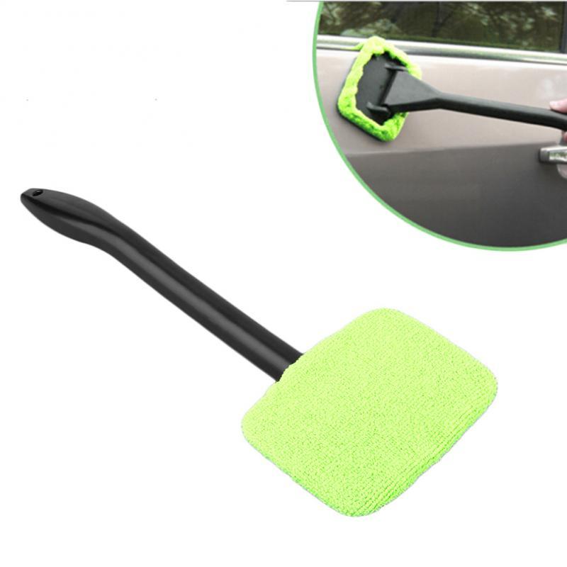 Kit de nettoyage pour pare-brise de voiture portable en microfibre verte, rapide et facile à utiliser.