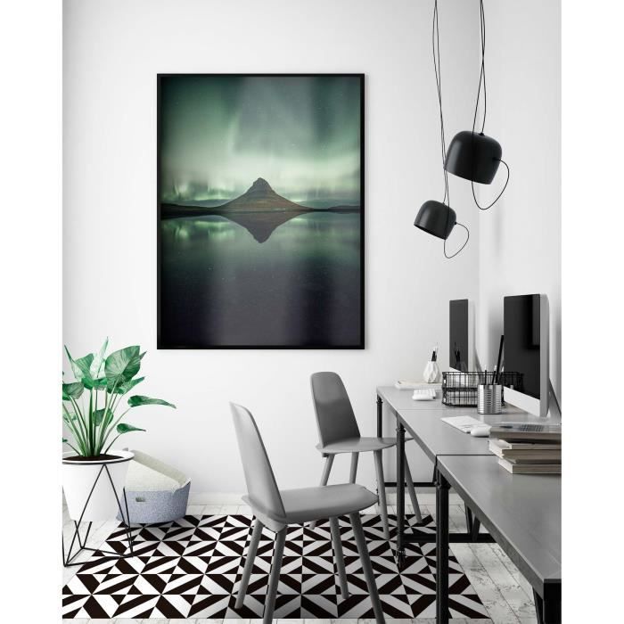 Tapis Vinyle Panorama Géométrie Noir 40x80 cm - Tapis pour Cuisine, Bureau et Salon en PVC