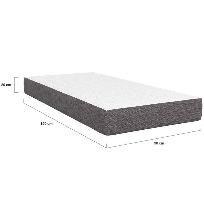 Colchón de espuma viscoelástica IDMARKET STELLA de 90 x 190 cm y 20 cm de grosor.