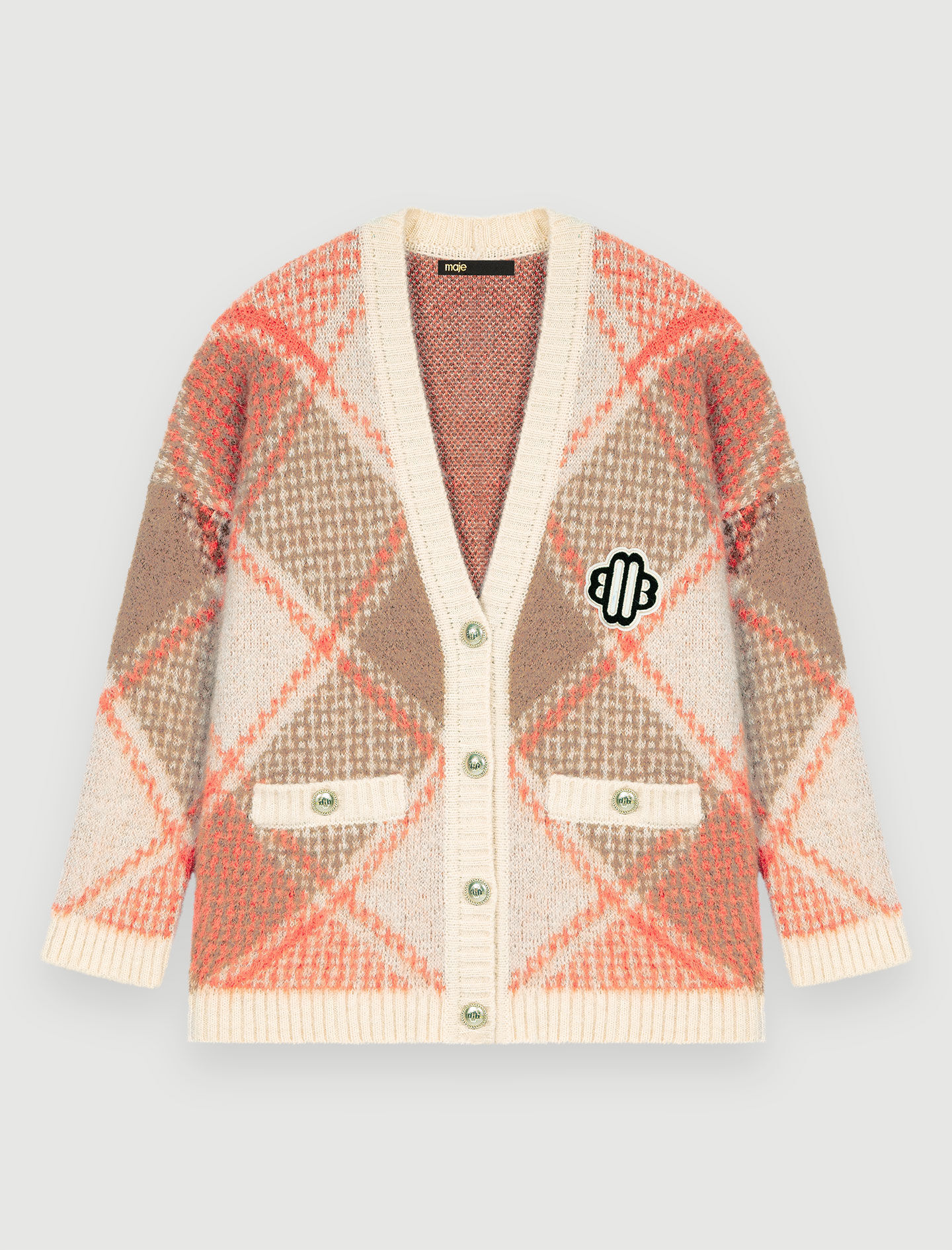 Zacht ruitvormig jacquard vest - Oranje