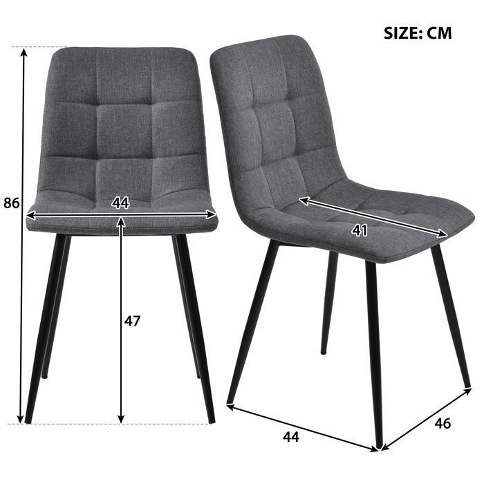 117×68cm Dining Table Set with 4 Chairs - Modern Kitchen/Living Room Table and Chair Set - Dark Grey Linen Chairs