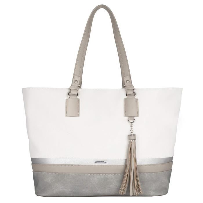 Bolso de mano David Jones - Bolso tote grande para mujer con asas largas - Bolso de hombro - Imitación de rayas