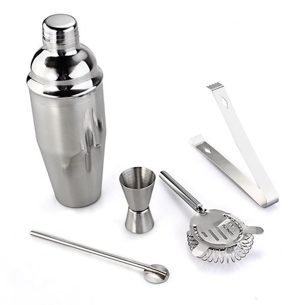Set de Cocktail - WASDK - 5 Pièces - Acier Inox - Shaker 750ml - Compatible Lave-Vaisselle