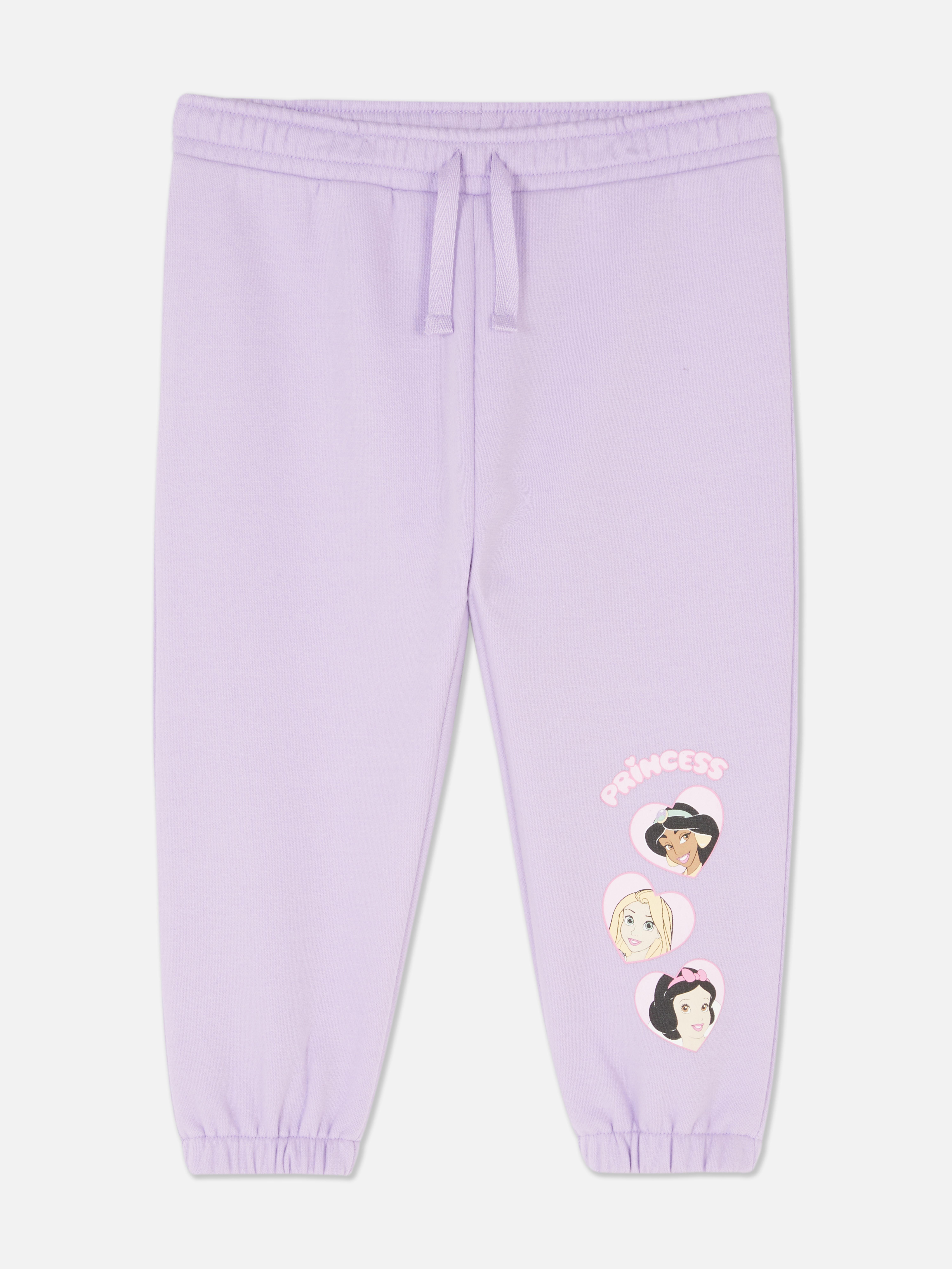 Pantaloni de trening imprimați asortați, prințesele Disney, pantaloni de trening cu bandă cu șnur în talie, manșete la gleznă și un personaj drăguț