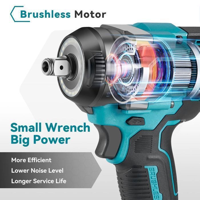 Llave de impacto inalámbrica de 1200 Nm, equipada con 2 baterías, herramienta eléctrica para reparación de automóviles.