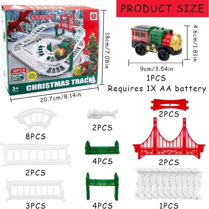 Tren eléctrico navideño MARSEE - Kit de tren con vagones de carga y vías - Juguete para niños