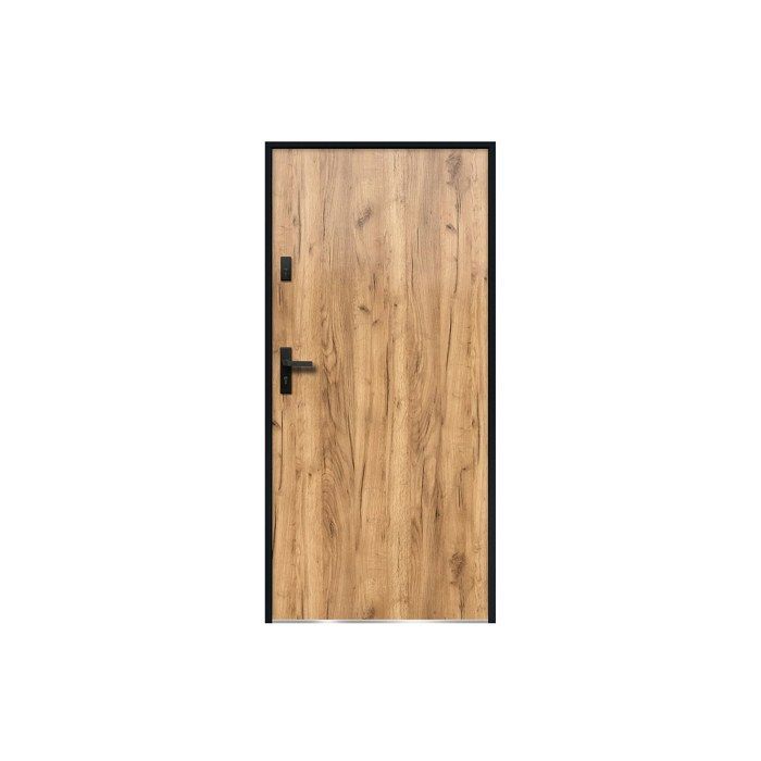 Puerta frontal de acero macizo de 207 x 100 cm, efecto roble, 55 mm de espesor, apertura a la derecha - AGUEDA
