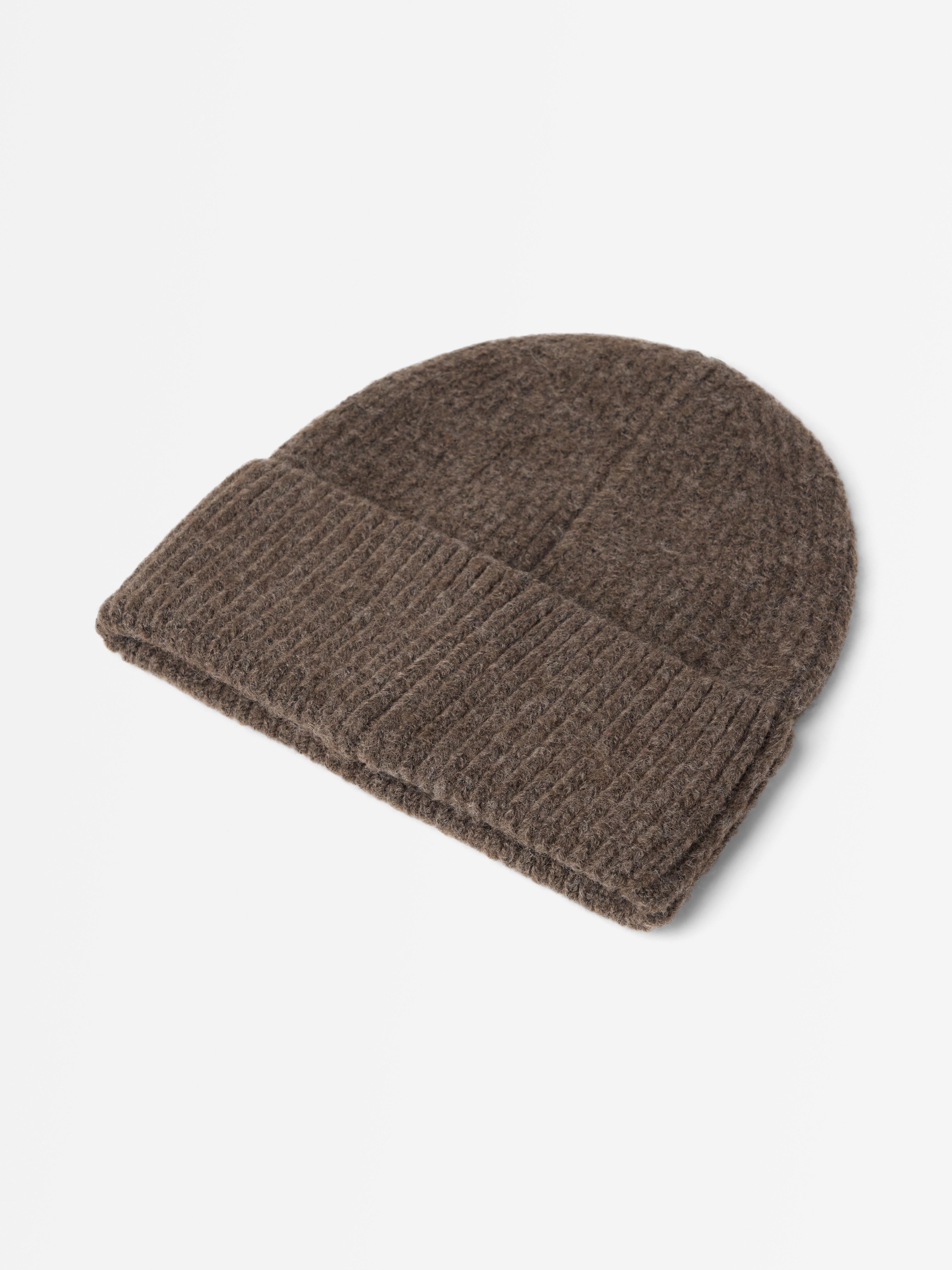 Bonnet tricoté marron chiné