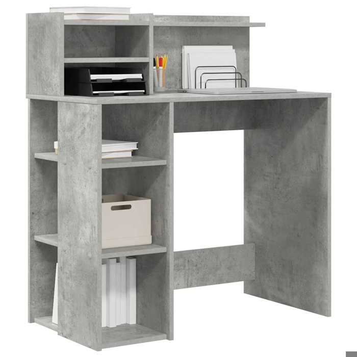 “Winter Sale” TOP Modern, compact desk, grey - Desk with storage, concrete grey, 90x48x101.5cm PRO29647