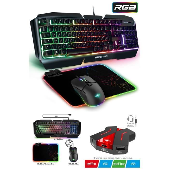 Gaming peripheral bundle - Spirit Of Gamer - PRO-ULTIMATE 500 - RGB Mouse - RGB Keyboard - RGB Mousepad