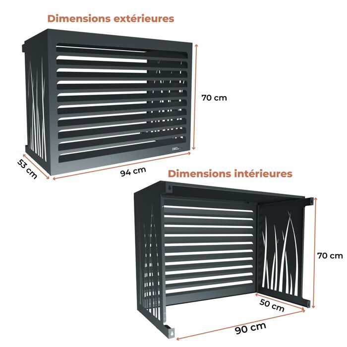 DECOAIRCO - Cubierta metálica para unidad exterior de aire acondicionado - Cubierta para aire acondicionado, bomba de calor, protección de unidad exterior - Talla S - Antracita