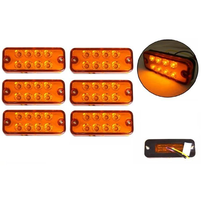 6 luces de posición laterales LED naranjas de 12 V para remolque, camión, furgoneta, vehículo utilitario, caravana, autocaravana.