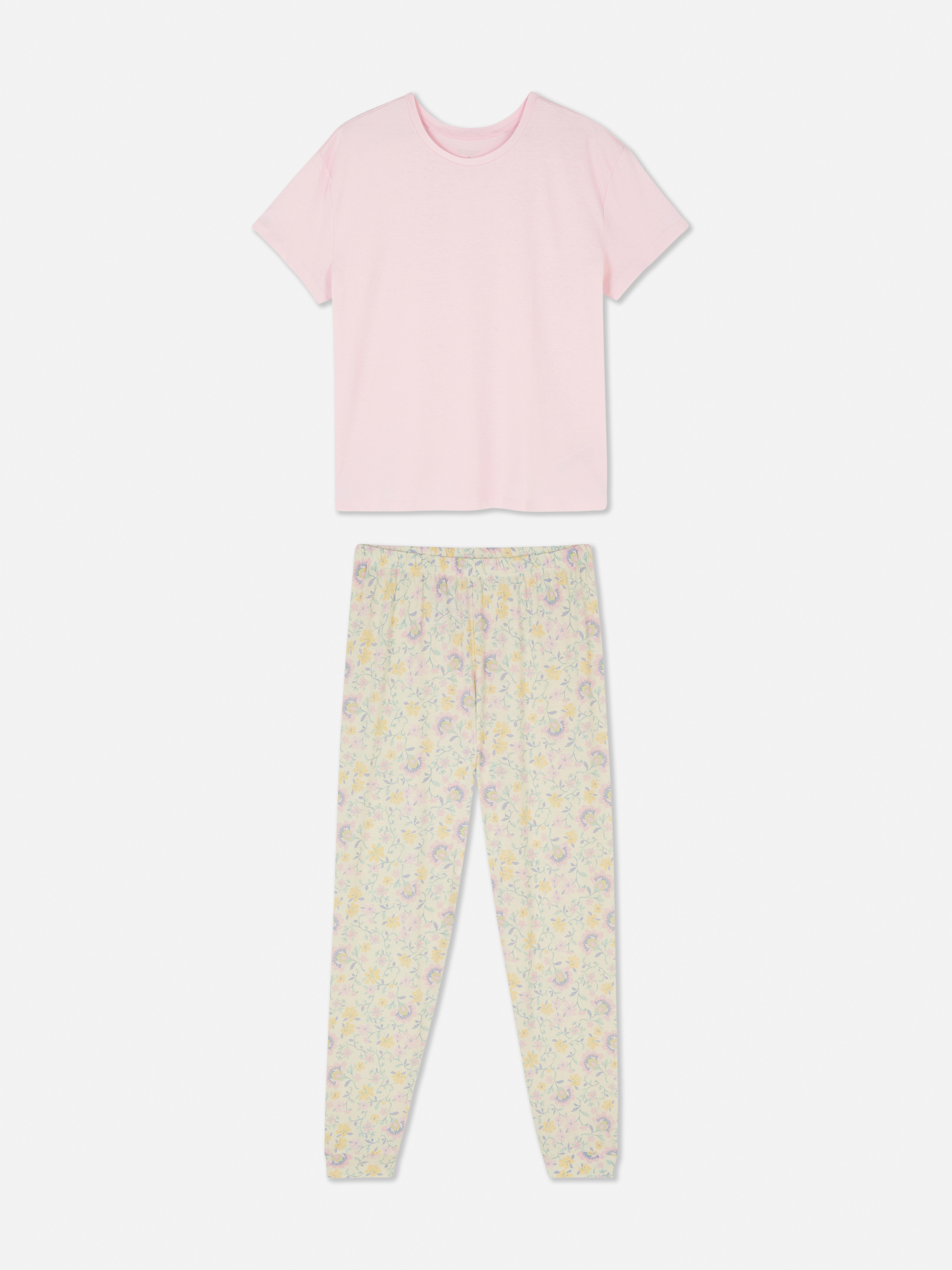 Set de pijama cu mânecă scurtă Un tricou cu mânecă scurtă și pantaloni asortați cu talie elastică