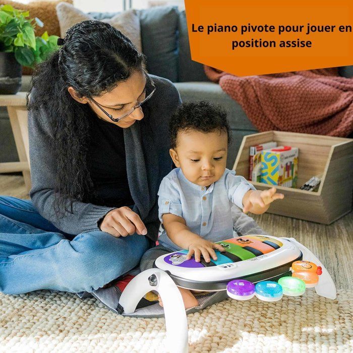 BABY EINSTEIN  Kickin’ Tunes Tapis de sol éveil bébé évolutif, 4-en-1, jouet piano amovible, arche, cadeau bébé, multilingue