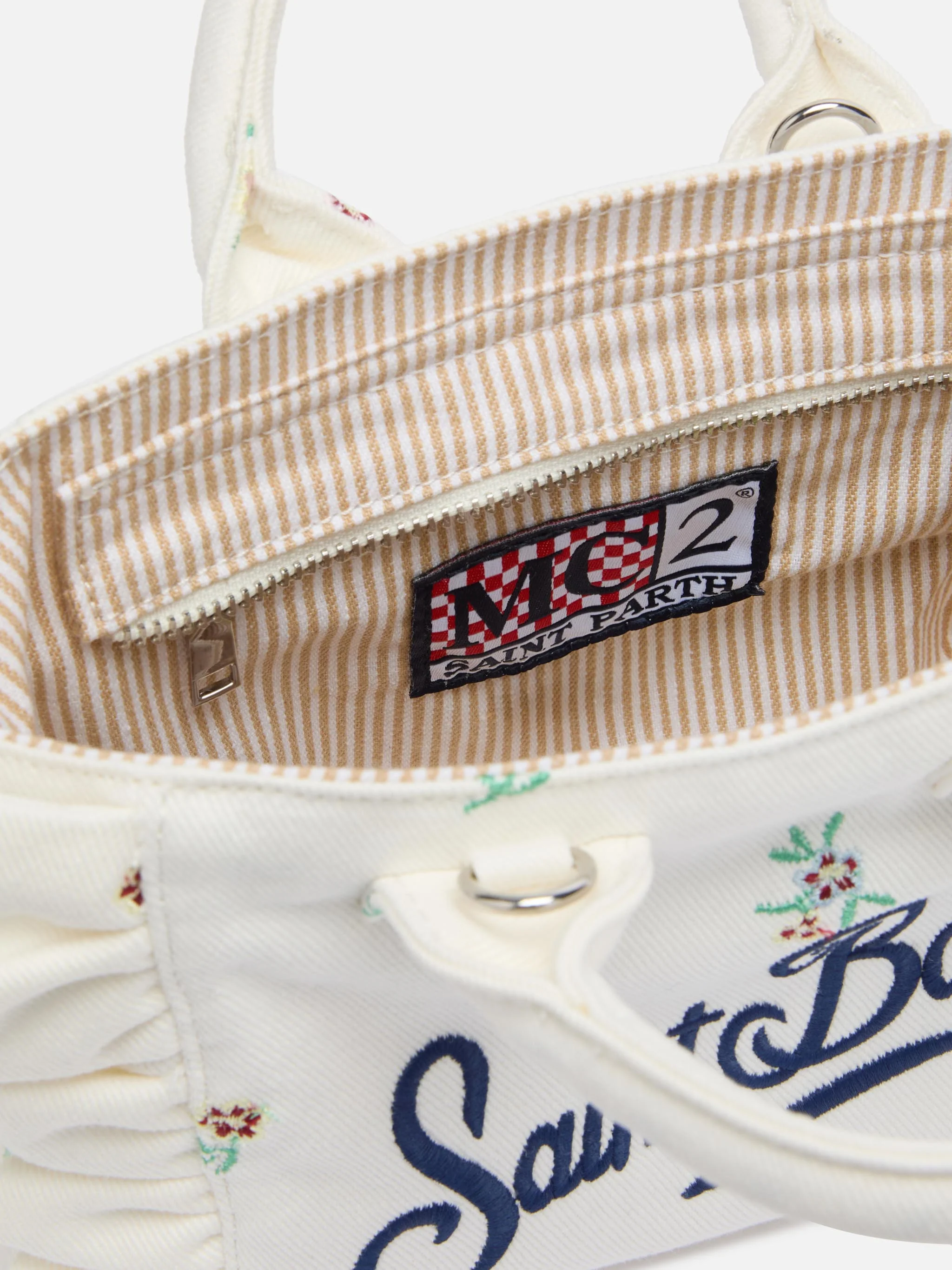 Mini Bolsa Vanity Volant em Sangallo com Bordado Floral