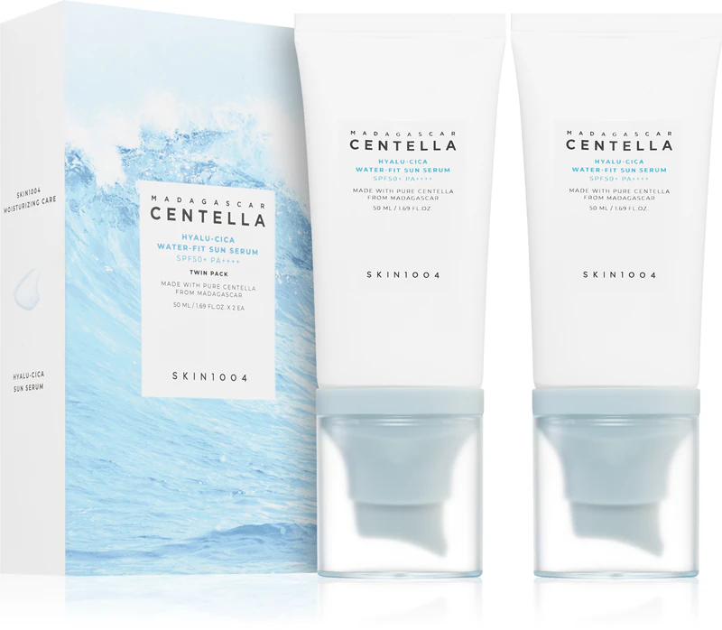SKIN1004 Madagascar Centella Hyalu-Cica Water-Fit Sun Serum Twin Pack beschermend serum met hydraterende werking, dubbele verpakking
