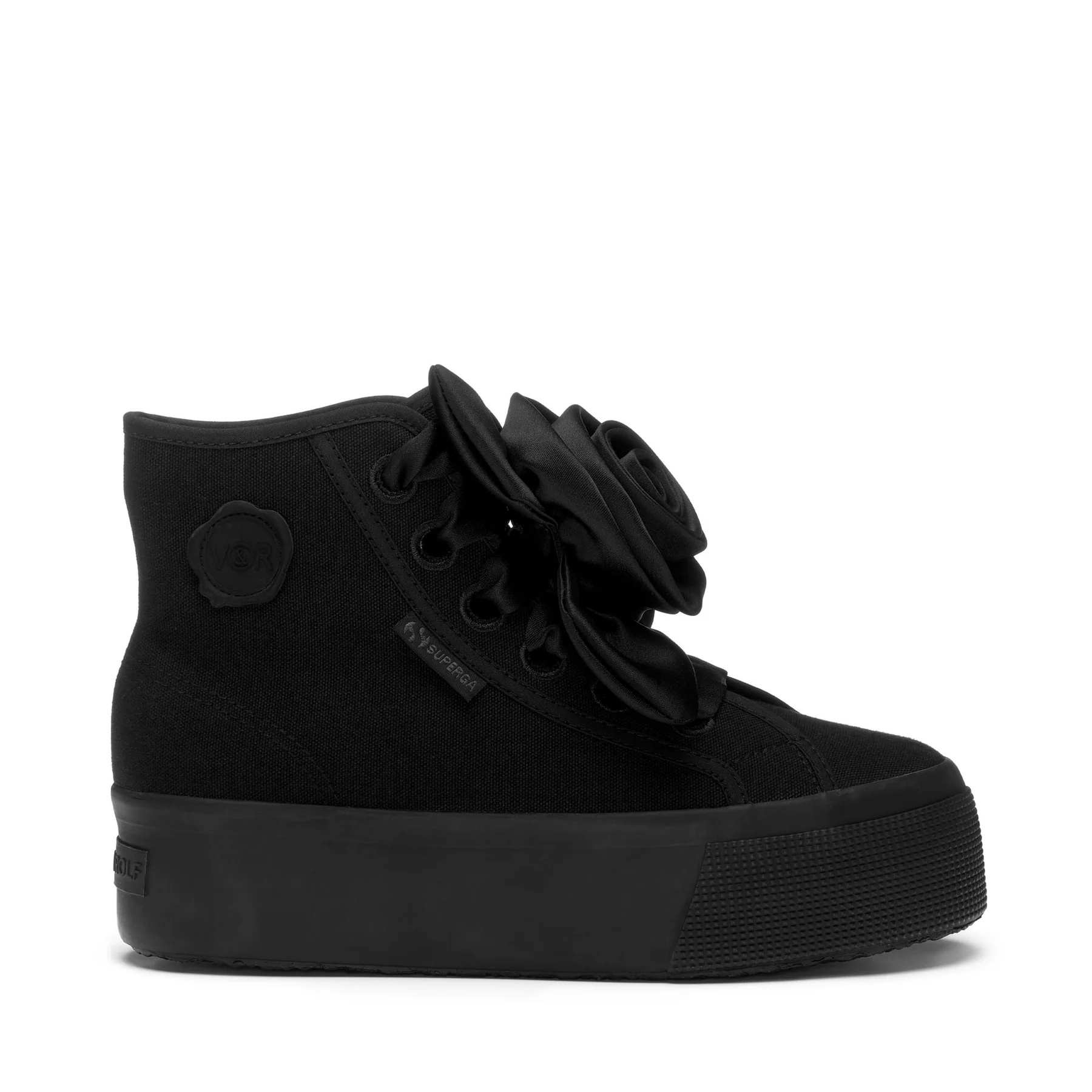 2708 HI TOP BIG SATIN ROSE-TOTAL BLACK