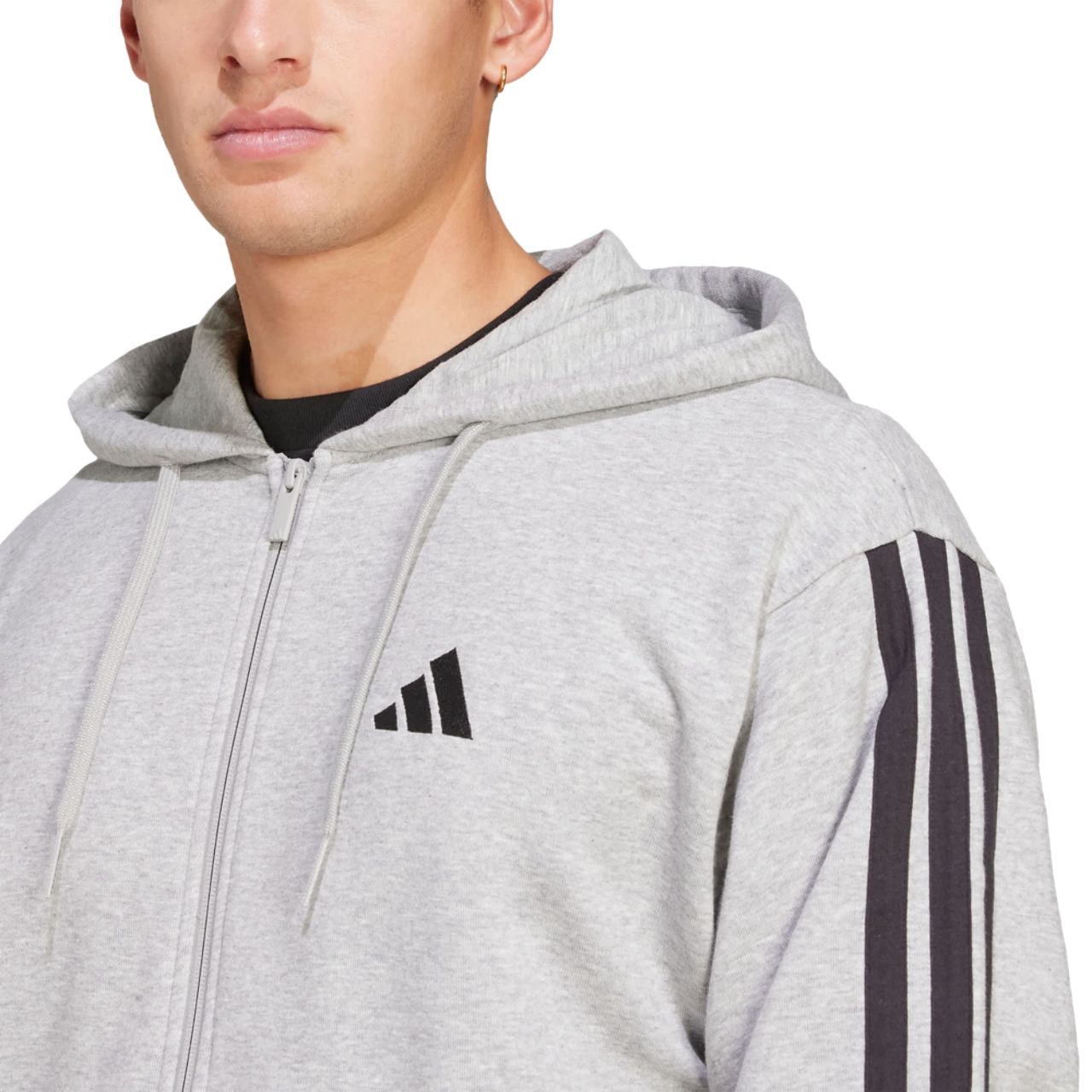 adidas Essentials 3 juostų prancūziško kilpinio džemperis su gobtuvu